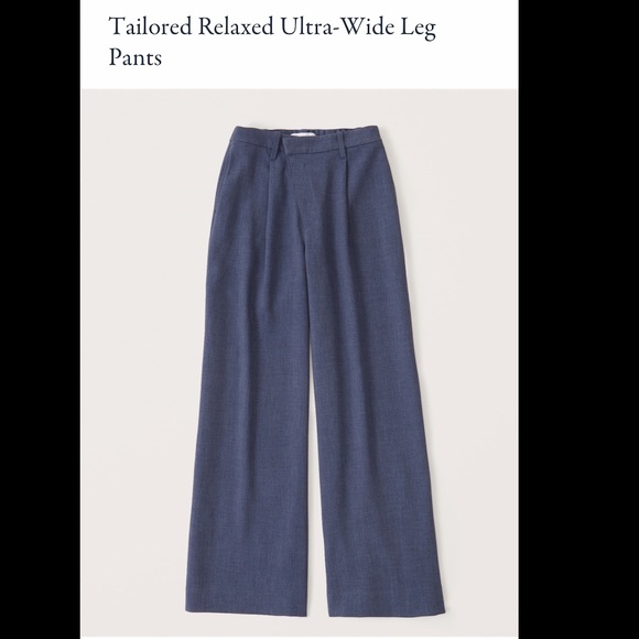 NWT❗️A&F Heathered Navy Blue Tailored Wide Leg Trouser Pant